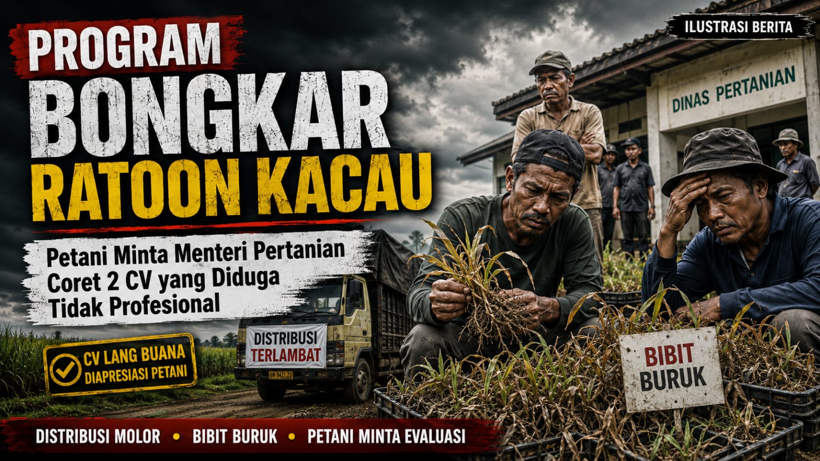 Keluhan Petani Mengemuka, Penyaluran Bibit Program Bongkar Ratoon Diminta Dievaluasi